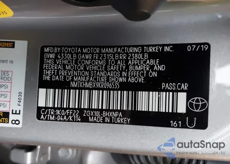 2019 Toyota C-Hr Xle z USA, uszkodzony, nr VIN NMTKHMBX9KR096535